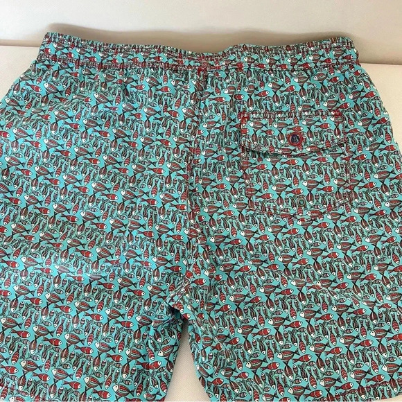 Mr. Swim Size XLarge Swim Trunks Mesh Lined Blue/Red Fish Print 6" Inseam - Picture 4 of 9